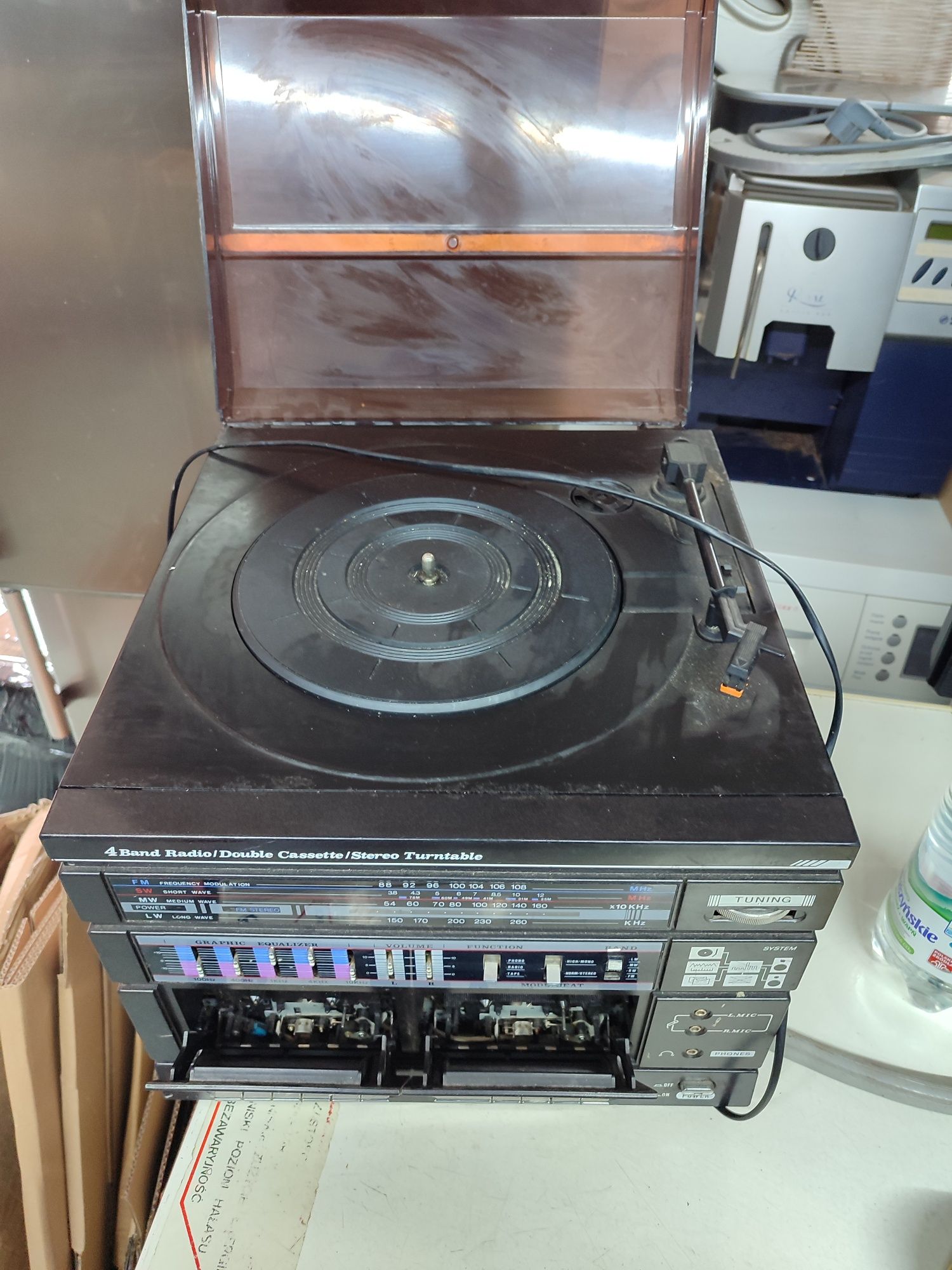 Retro wieża kaseta gramofon radio sprawna