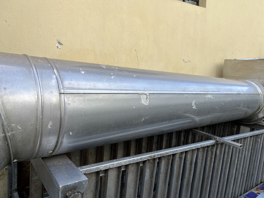 Conduta em inox de 30cm de diâmetro com curvas