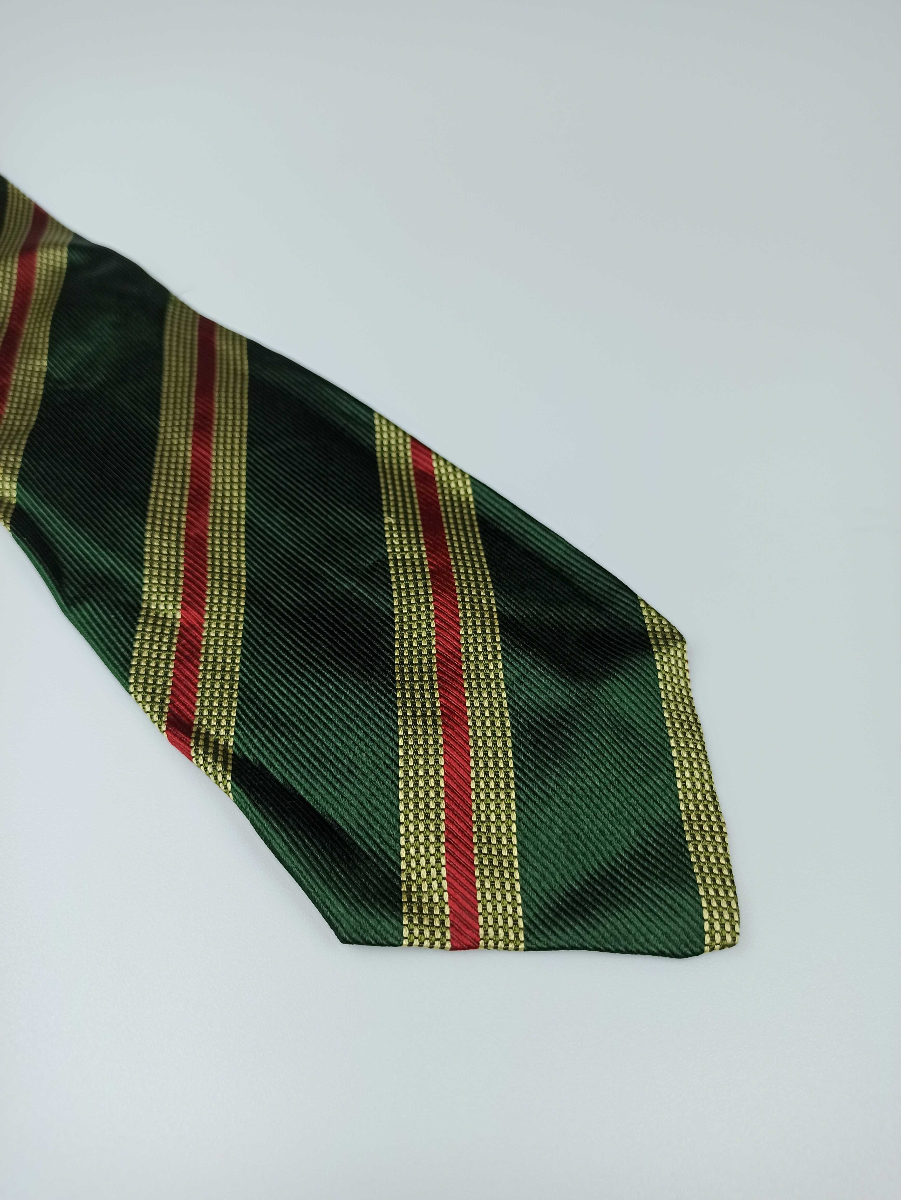 Zanolini włoski zielony jedwabny krawat w paski q21
