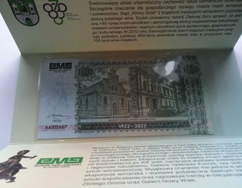 Banknot Kolekcjonerski 100 lat Muzeum w Zielonej Górze