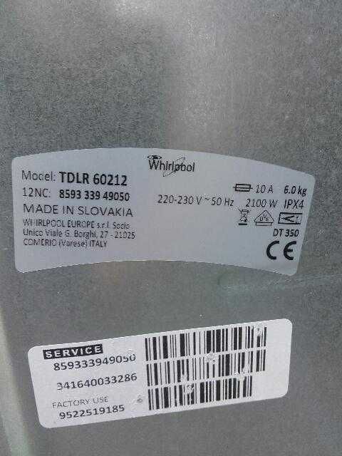 Pralka Whirlpool TDLR 60212