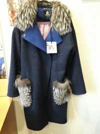 Пальто с альпака и натуральной чернобуркой