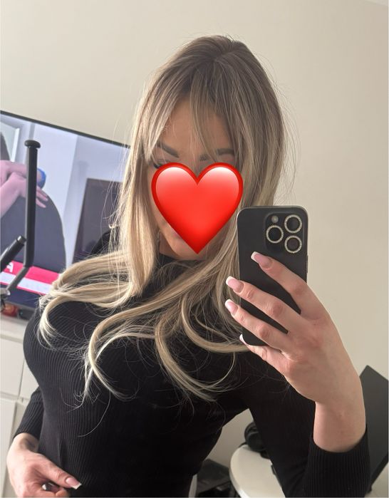 Topper z grzywką  blond ombre refleksy 60cm