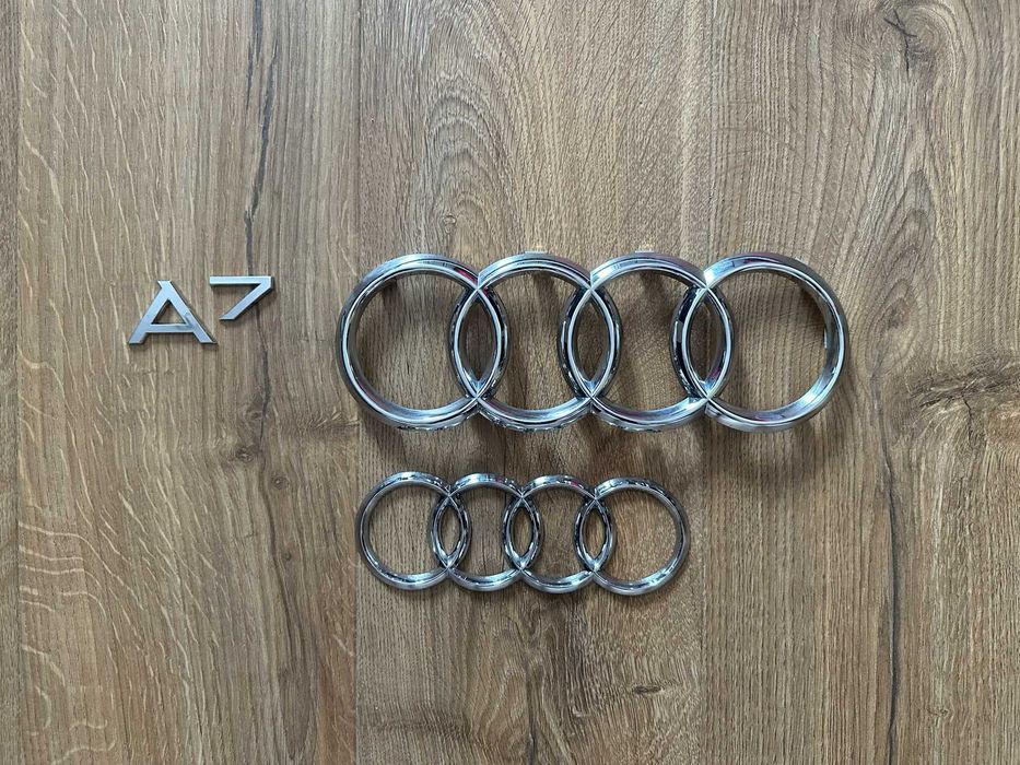 Komplet znaczków Audi A7 C8 chrom emblemat logo