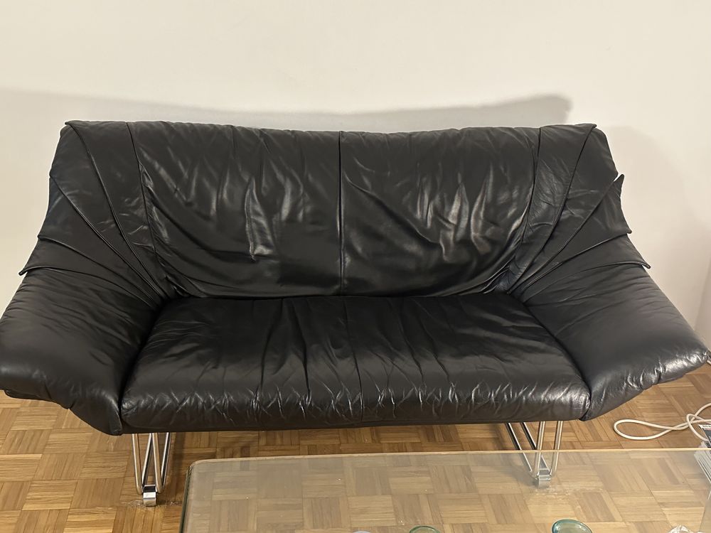 Sofa skórzana chrom lata 80 vintage