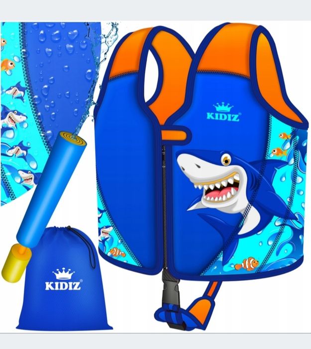 Kamizelka do pływania kapok dla dzieci niebieski w rekina L