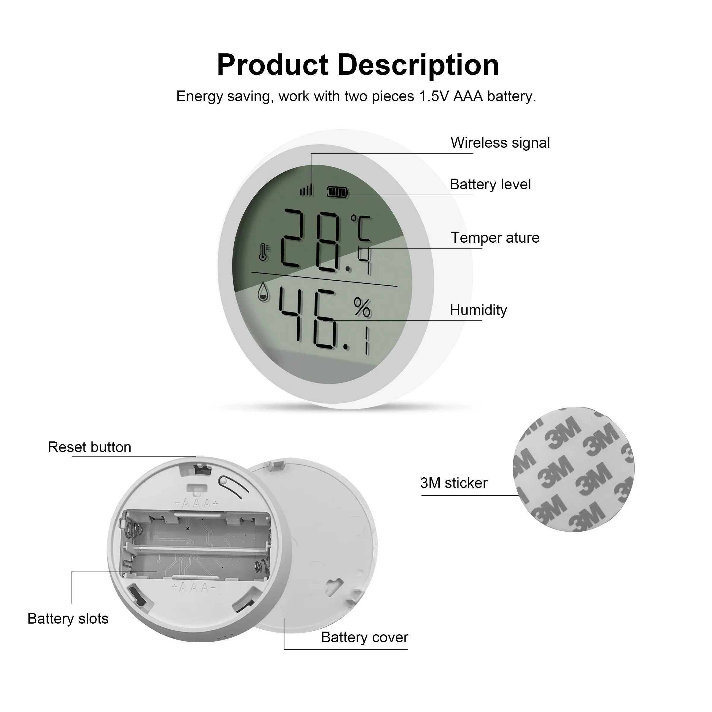 Czujnik temperatury i wilgotności / Zigbee / Tuya / z ekranem LCD