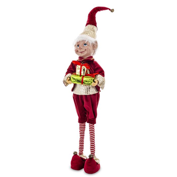 Elf świąteczny na teleskopowych nogach czerwony 72cm