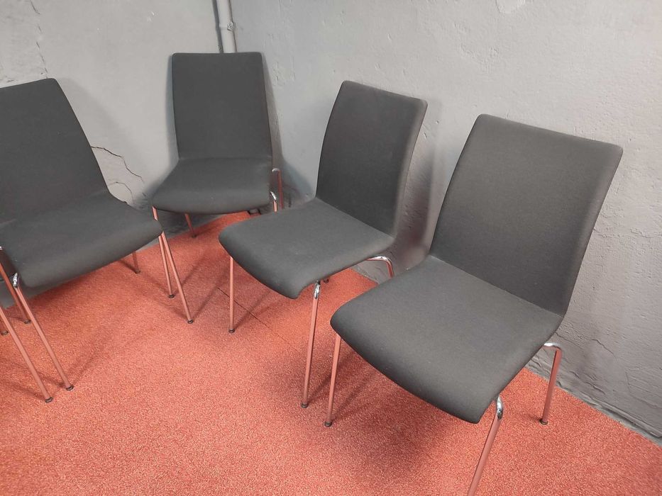 6 krzeseł biurowych czarne materiałowe BRUNNER krzesło biuro jadalnia