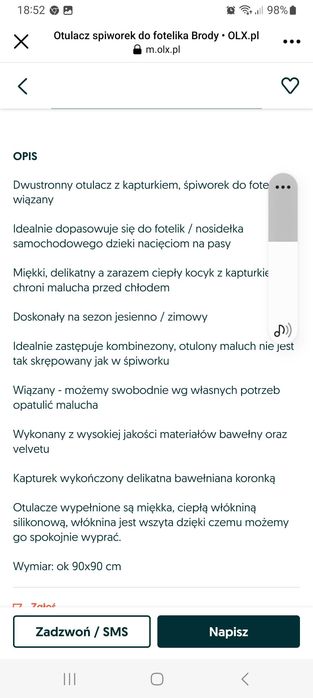 Kocyk śpiworek do fotelika