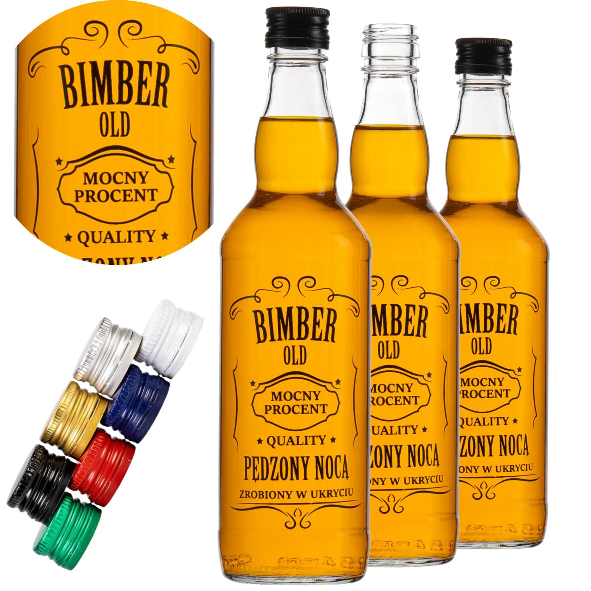 Butelka Monopolowa 500 ml + nadruk Bimber Pędzony Nocą 10 sztuk