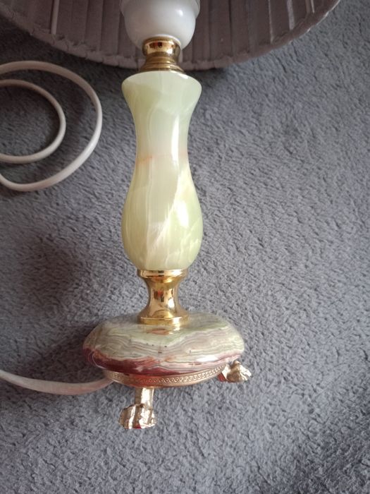 Piękna lampa onyks mosiądz metal z przełącznikiem vintage Szwecja