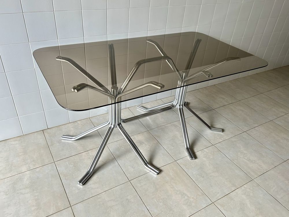 Mesa Vidro Cromada Vintage