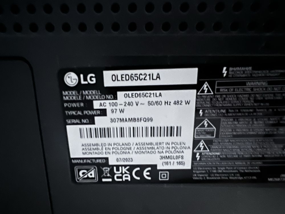 Продам телевізор LG OLED65C21 2023 року випуску (розбитий екран)