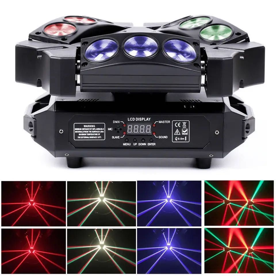 Robo Moving Head DMX tipo Aranha / Spider 9 Leds