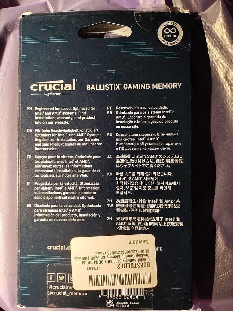 ddr4 Crucial 32gb  2x16Gb Ballistix Gaming memory модули памяти 3200