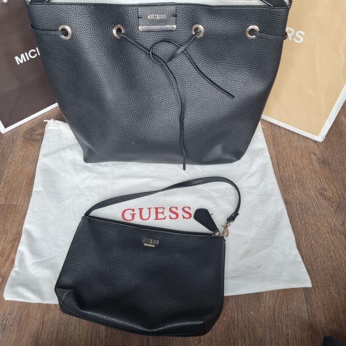 Guess torba torebka 3 w 1 shopper czarna duża + mała logowana