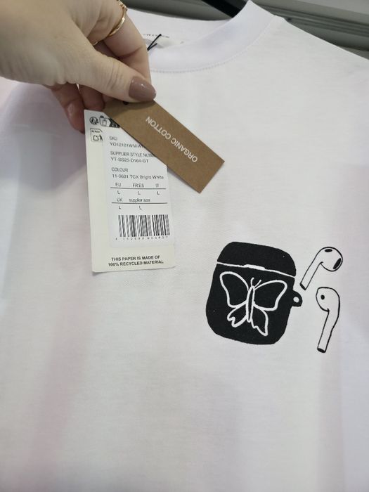 Biała koszulka męska nowa krótki rękaw L bawełna Yourturn