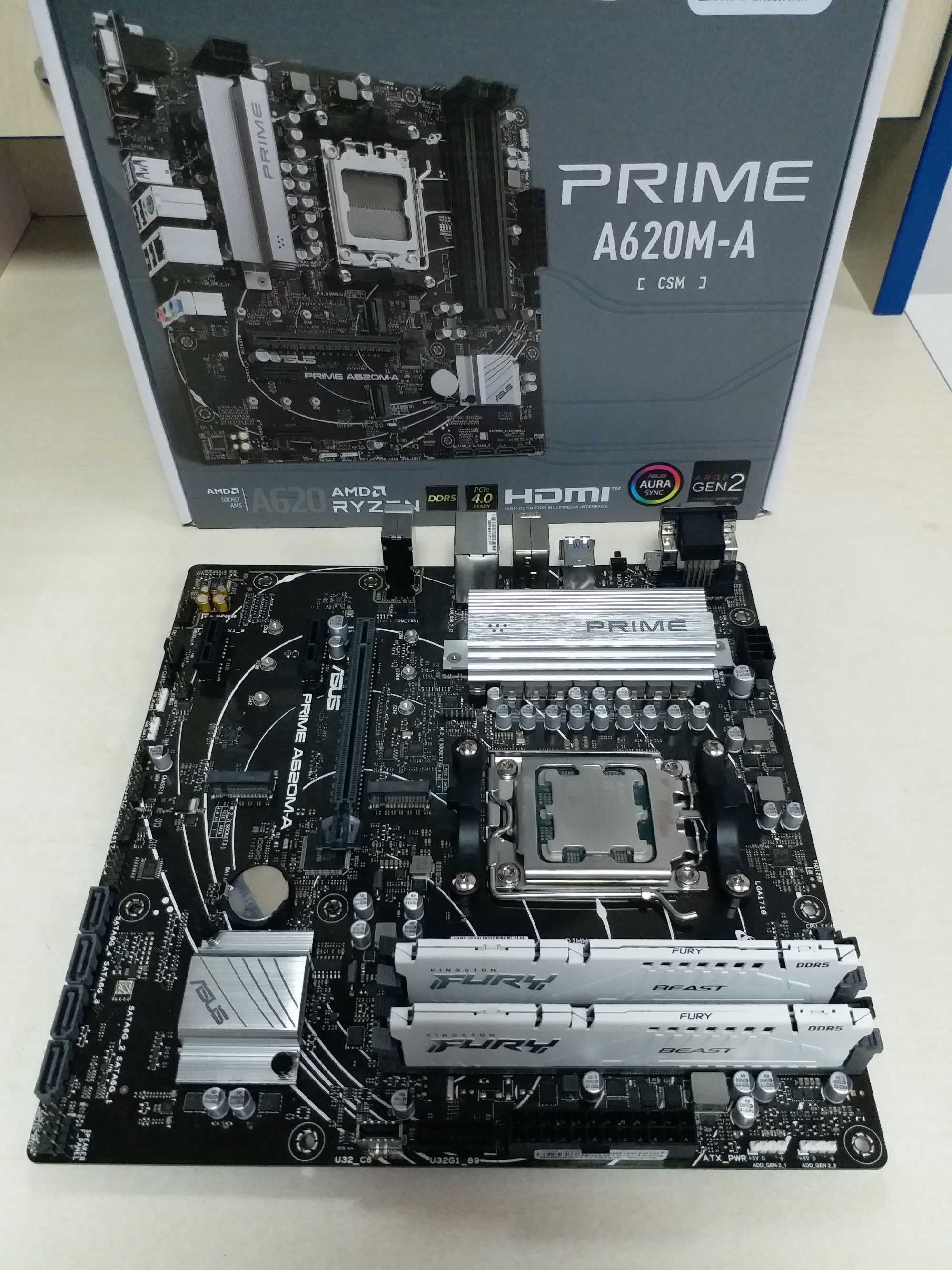 Комплект Asus Prime A620M-A+Ryzen 5 7500F 6x3,7(5,0)Ghz+DDR5 32Gb