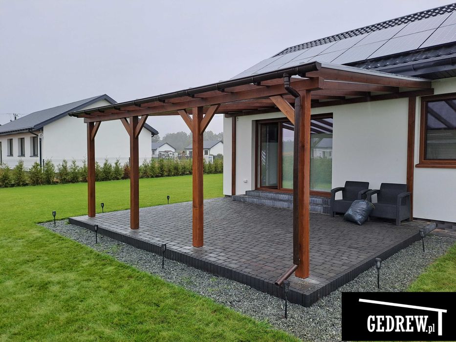 zadaszenie przyścienne nad tarasem 6x5
