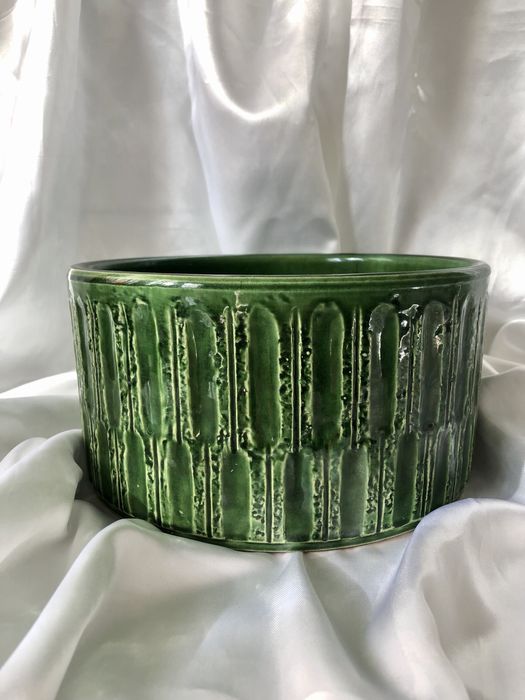 Ceramiczna osłonka, stojak na choinkę, zielony, Jasba, Niemcy, vintage