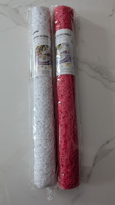 Tkanina Do Dekoracji Biała i Różowa 45x200 cm