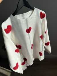 Sweterek sweter serduszka serce czerwone mega wygodny