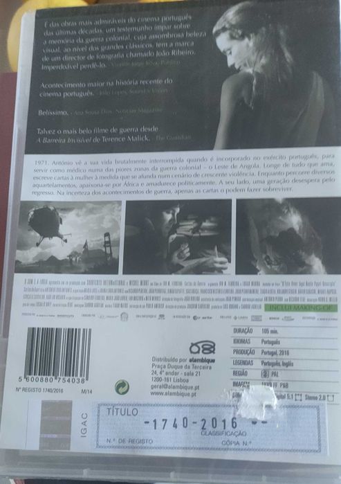 DVD novo Cartas de guerra adaptação da obra de Antonio Lobo Antunes
