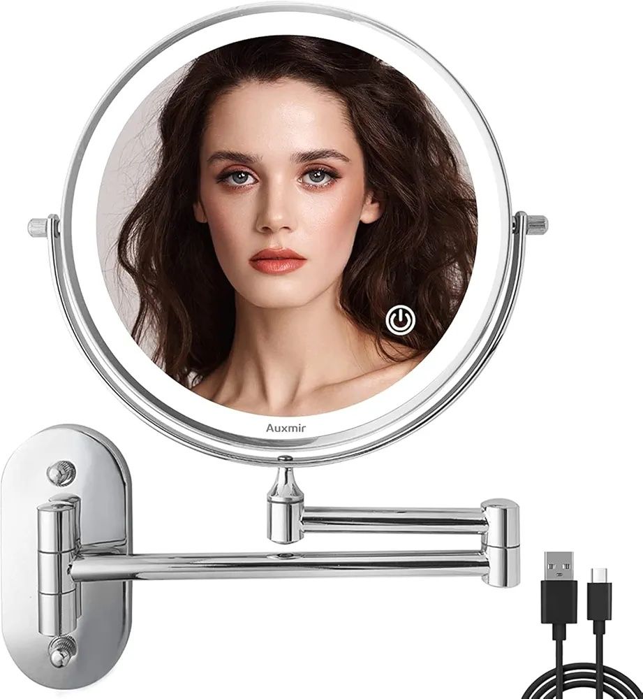 Lusterko ścienne led auxmit make up powiększające x-8cb 1x 10x usb