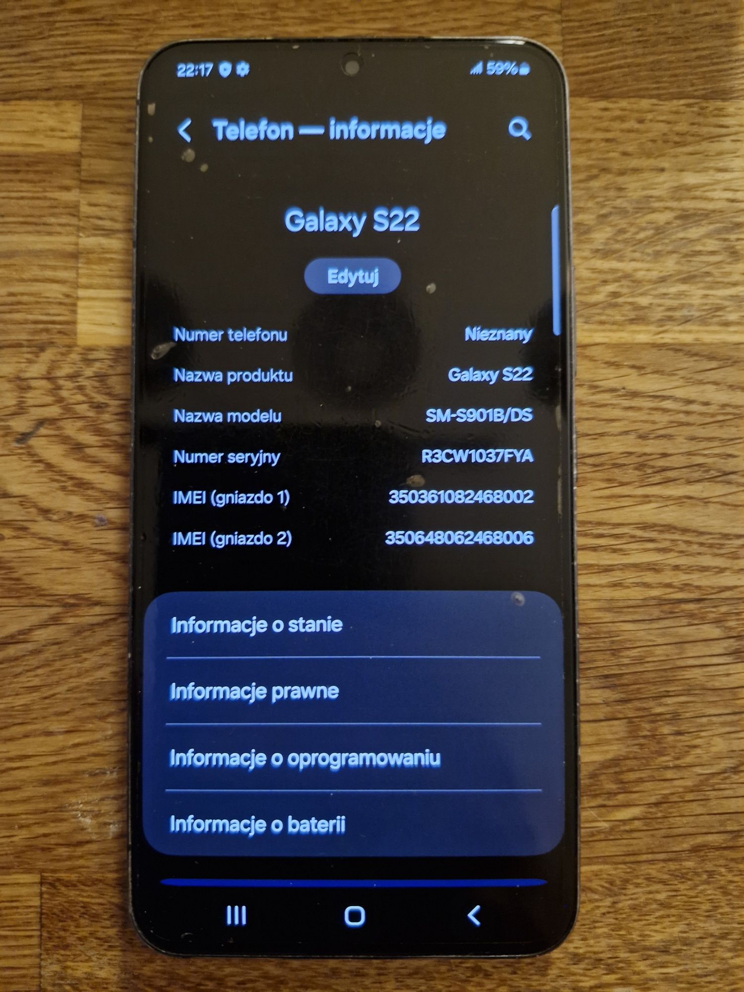 Samsung s22 SM-S901B/DS