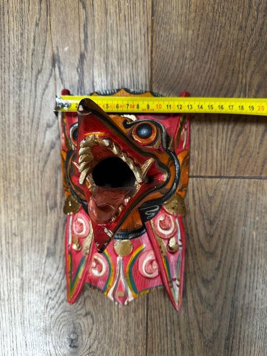 Maska plemienna z drewna, ręcznie robiona, Tajlandia