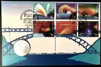 Subscrito FDC Porto 2001 c/ selos, moeda 500 Esc. prata e carimb 1 dia