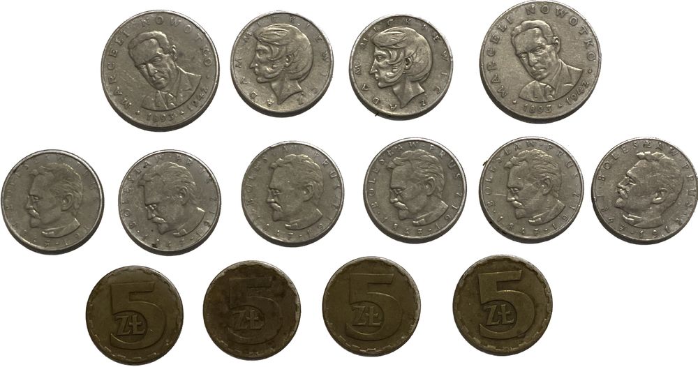 Monety 5zł 10zł 20zł 14szt.