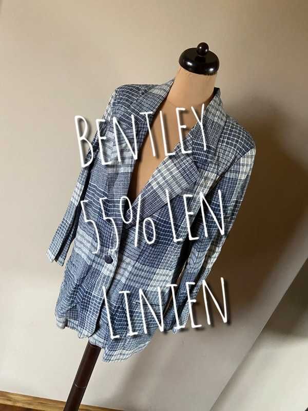 Bentley r xxxl 48 50 len linien zakiet marynarka blazer krata +size