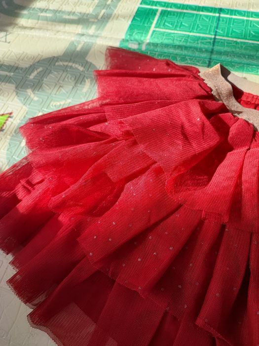 Czerwona spódniczka dziewczynka dziewczęca 116 święta brokat tiulowa