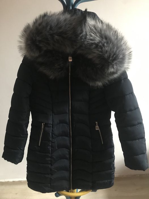 Kurtka ciepła GAROFF r. M 38 pikowana damska zimowa długa z kapturem