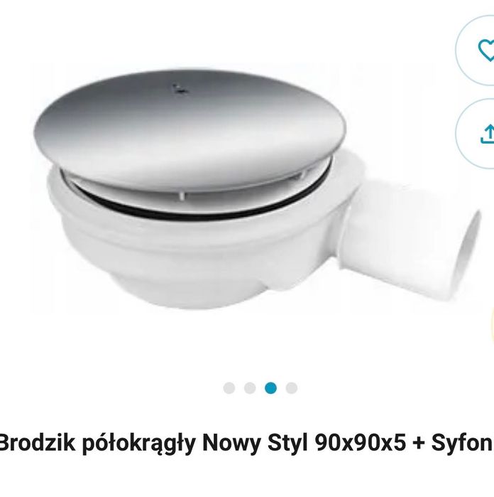 Brodzik półokrągły biały nowy 90x90x5