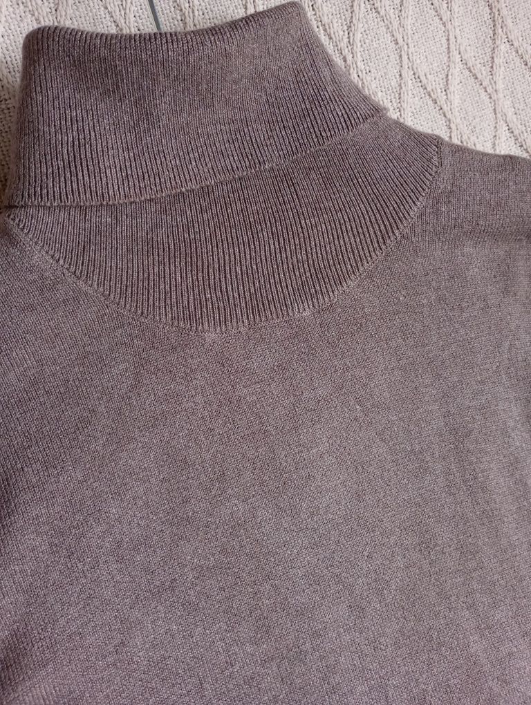 H&M S Cienki sweter z golfem w kolorze taupe