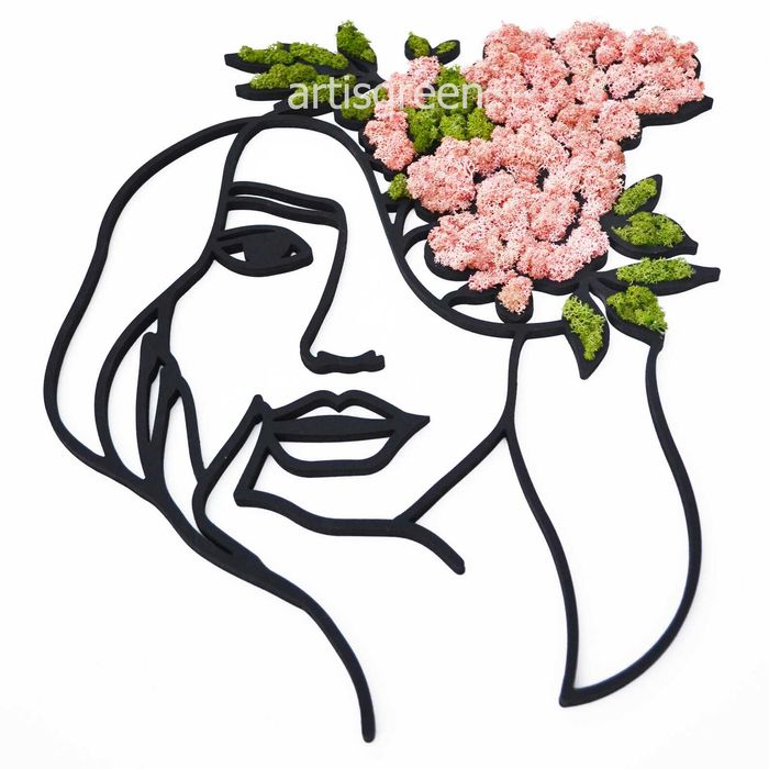 Картина "Девушка с цветами" со мхом/Подарунок з мохом. Знижка 30%