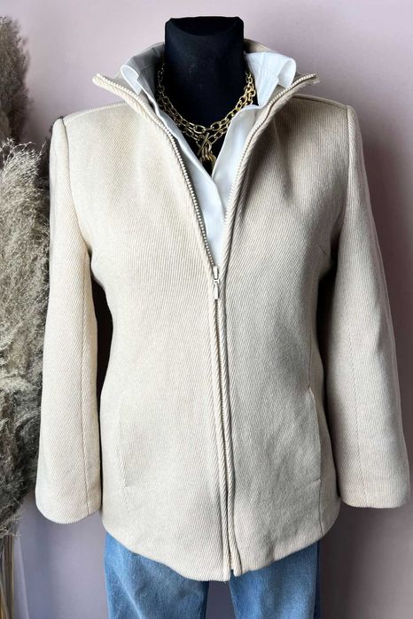 Outerlayer wiosenna beżowa ecru elegancka kurtka wełna kaszmir r. 40 L