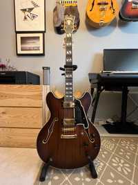 Guitarra eléctrica D'Angelico Deluxe DC Satin Brown Burst, Impecável