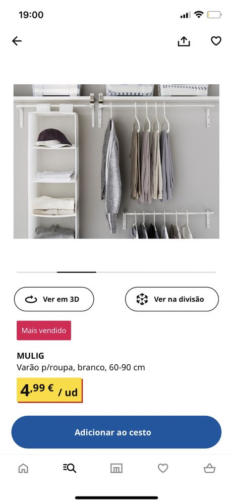 Varão MULIG IKEA novo