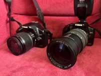Canon EOS 450 D incl 3 x Baterias + tripé + 2 x zoom + mala + flash