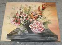 Obraz olejny malowany na płótnie - kwiaty