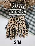 Dune London eleganckie skórzane rękawiczki wzór panterka kryształki SM
