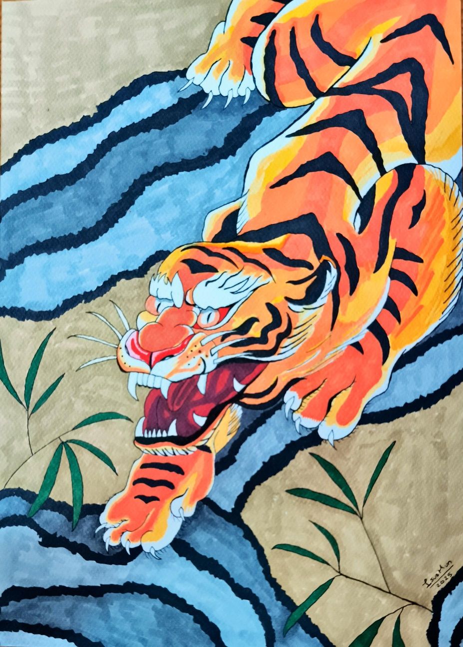 Ilustração Tigre tradicional japonês
