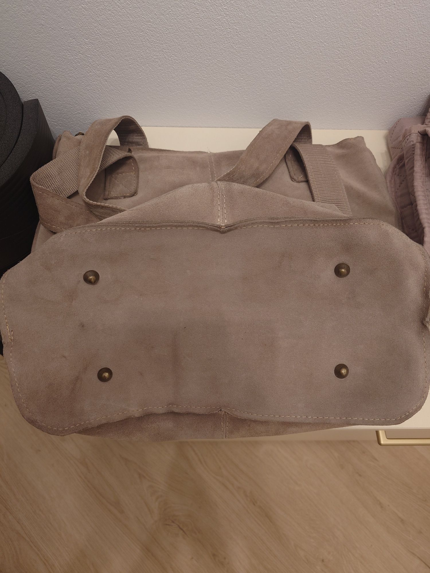 Skórzana zamszowa torba typu shopper