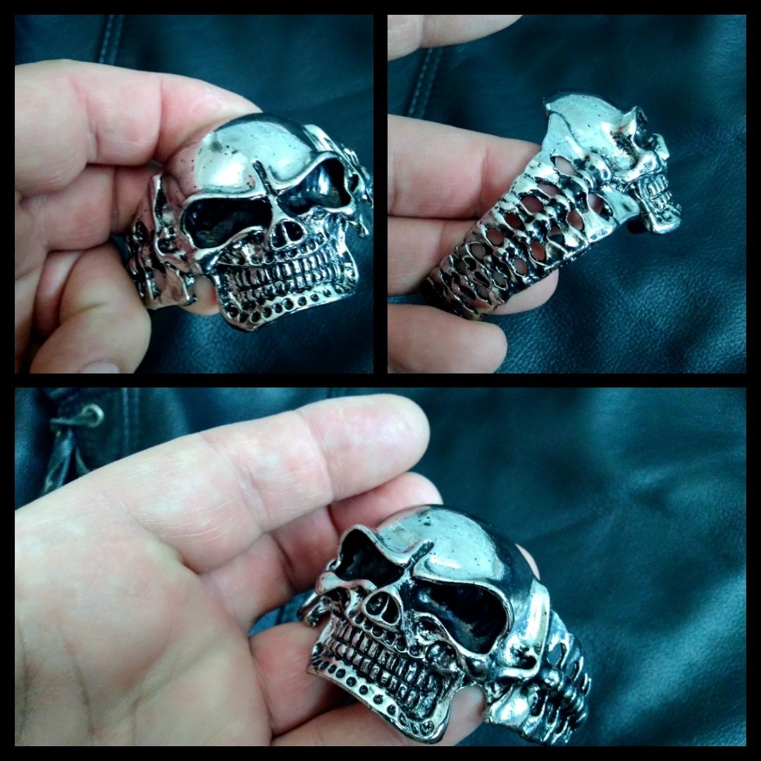 Czaszka skull czacha bransoletka Moto chopper Harley gotyk metal rock