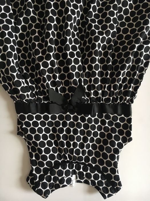 Elegancka czarno-biala sukienka Petit Palais 120 + sweterek wyjsciowa