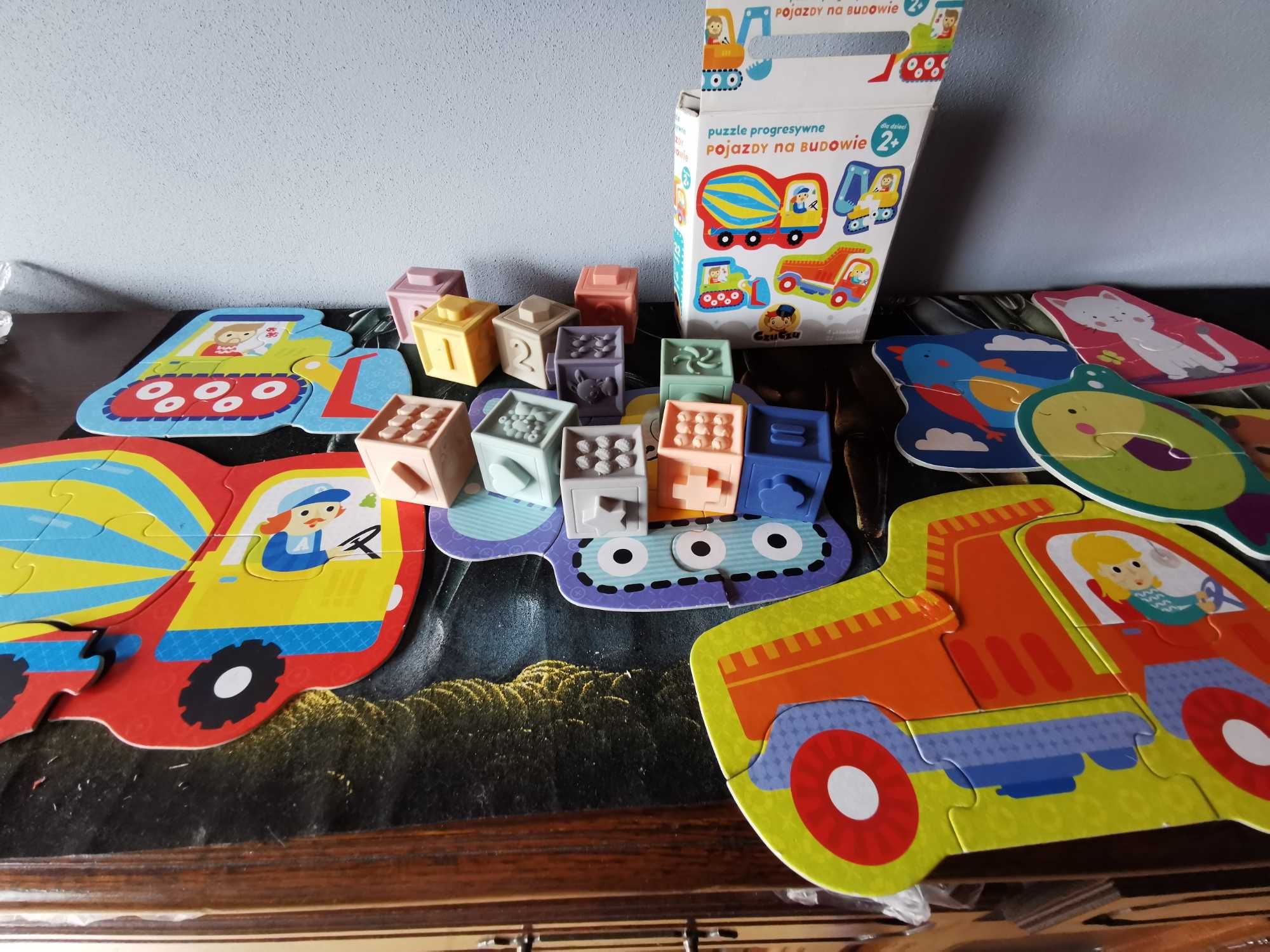 Klocki Sensoryczne, puzzle Czuczu pojazdy, zabawki edukacyjne + gratis